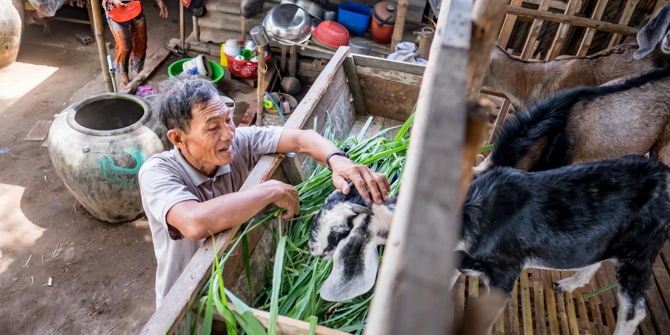 Farmer Hai with his goat in Ben Tre province. Credit: Oxfam Vietnam Farmer Hai with his goat in Ben Tre province. Credit: Oxfam Vietnam